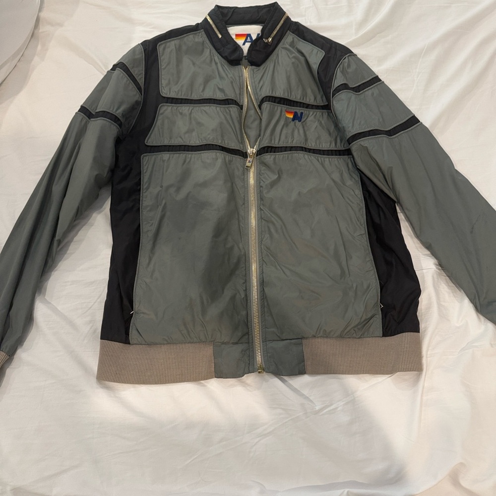 Aviator Nation Gray and Black Bomber Jacket